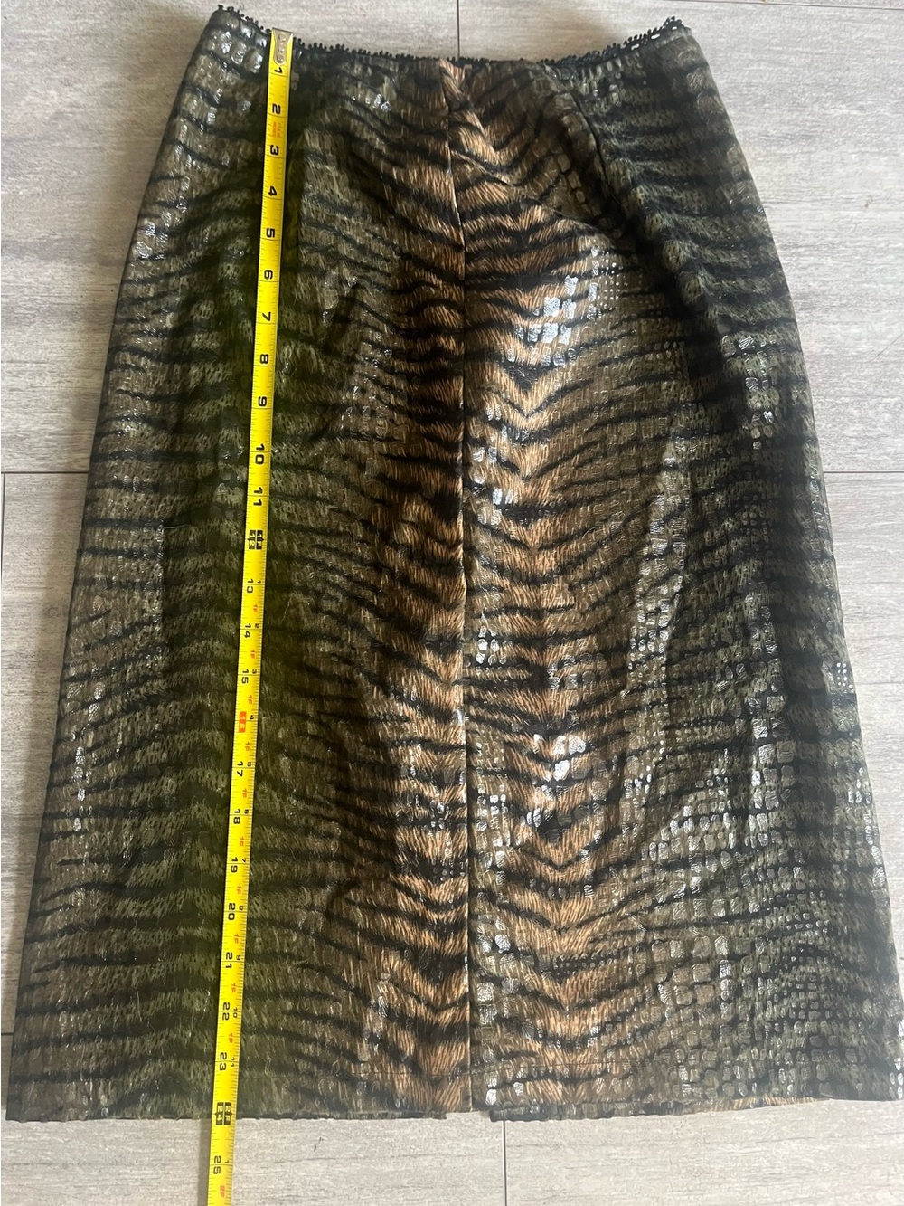 Tiger Animal Print Midi Pencil Skirt Made in Korea, Size 0, Bengals